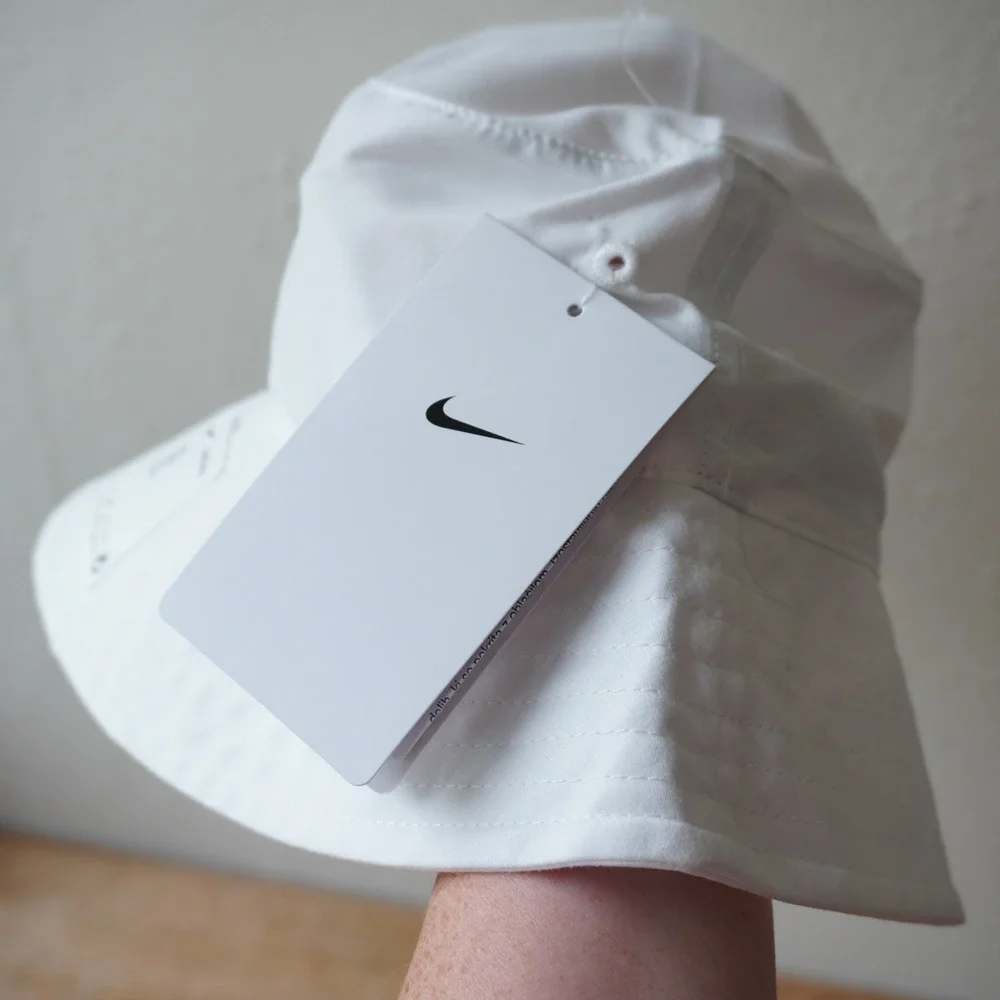 Nike Kids White Bucket Hat Swoosh Logo UPF 40+ Sun Protection NEW